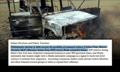 अमेरिकी खुफिया एजेंसी का दावा- चुनावों से पहले बीजेपी का हिंदू राष्ट्रवाद करवा सकता है दंगा