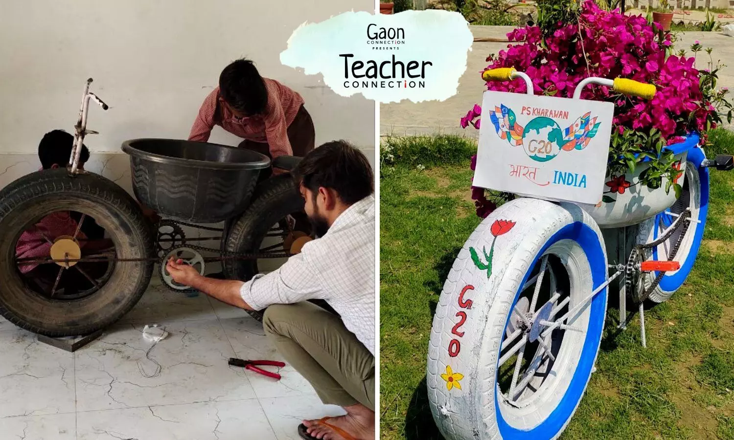 Up‘Cycling’ Waste — Students and Teachers Create a Cycle out of Plastic Waste, Rubber Tubes and Metal Bits