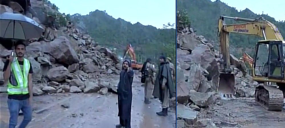 जम्मू-कश्मीर: चट्टान खिसकने से अमरनाथ यात्रा रुकी, हाईवे  खोलने का काम जारी
