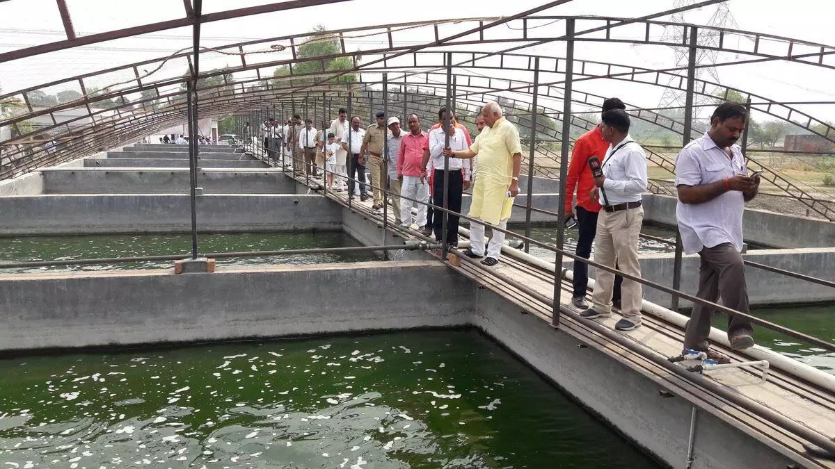 बाराबंकी के जहांगीराबाद क्षेत्र के मिश्रीपुर गाँव में परवेज खान के आरएएस सिस्टम का निरीक्षण उत्तर प्रदेश के कृषि मंत्री सूर्यप्रताप शाही।