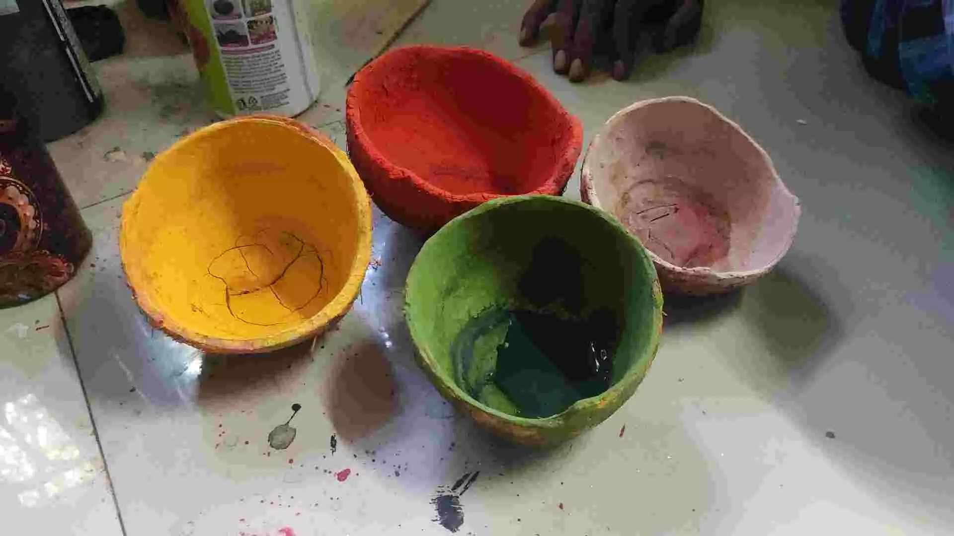 The pattachitra artists of Noya use natural colours to paint. The pattachitra artists of Noya use natural colours to paint.