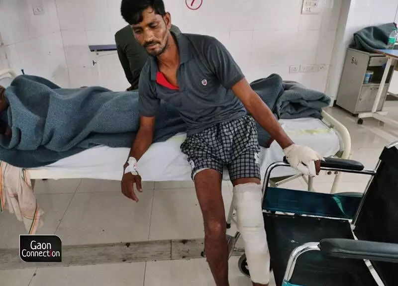 One of the four injured persons who were shot at by the forest officials. One of the four injured persons who were shot at by the forest officials.