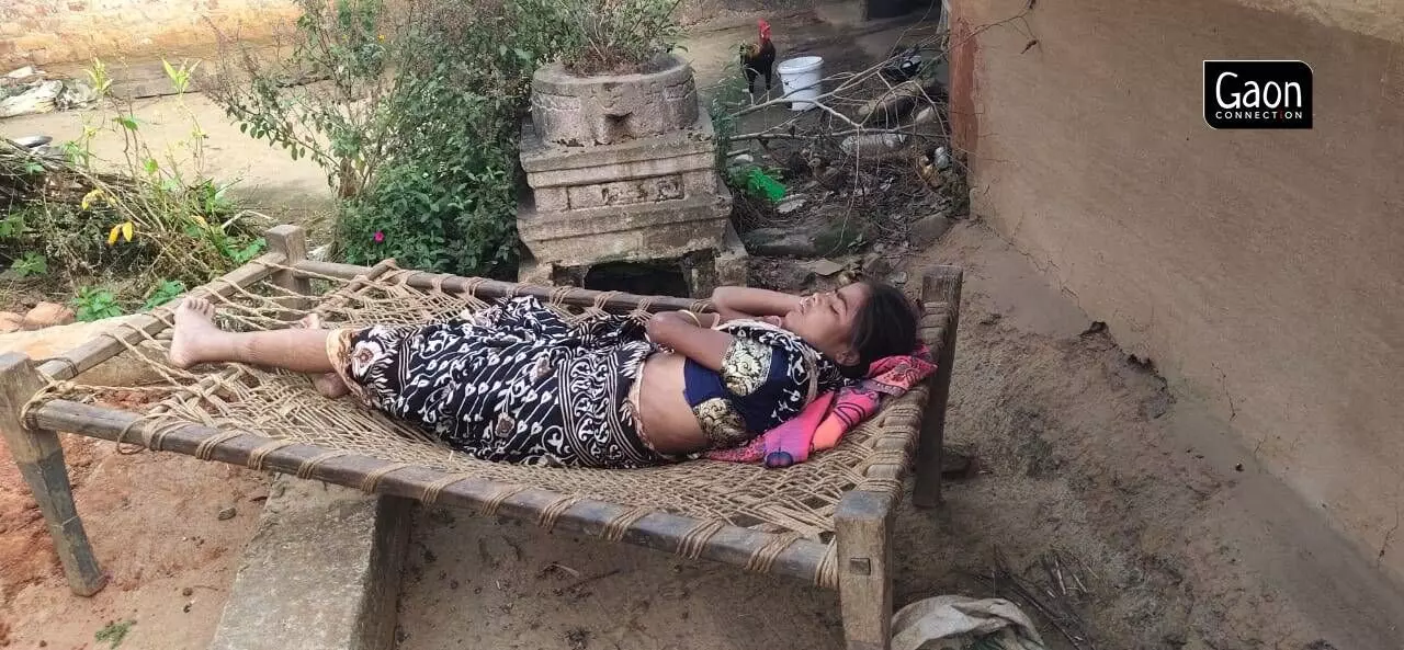 Hira Lohar, mother of Ranjit Lohar at her residence in Manikpur, Dumaria Hira Lohar, mother of Ranjit Lohar at her residence in Manikpur, Dumaria