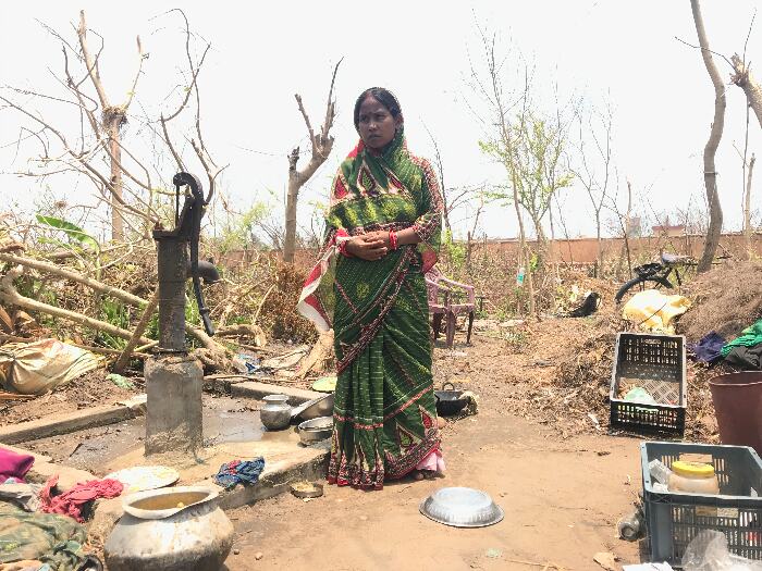 Sanjukta Behera and her three young children spent the day and night when cyclone Fani hit Odisha on May 3 at a cyclone shelter near Harchandi basti in Puri. The door of the cyclone shelter was broken and her children were soaked to the bone, crying, and clinging with her. It was a nightmare, which still haunts her. Pic: Nidhi Jamwal